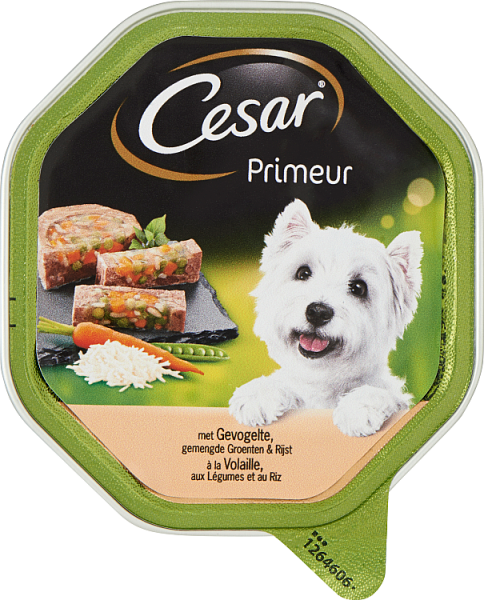 Cesar Hondenvoeding Primeur Kuipjes Met Gevogelte, Gemengde Groenten & Rijst 150 G