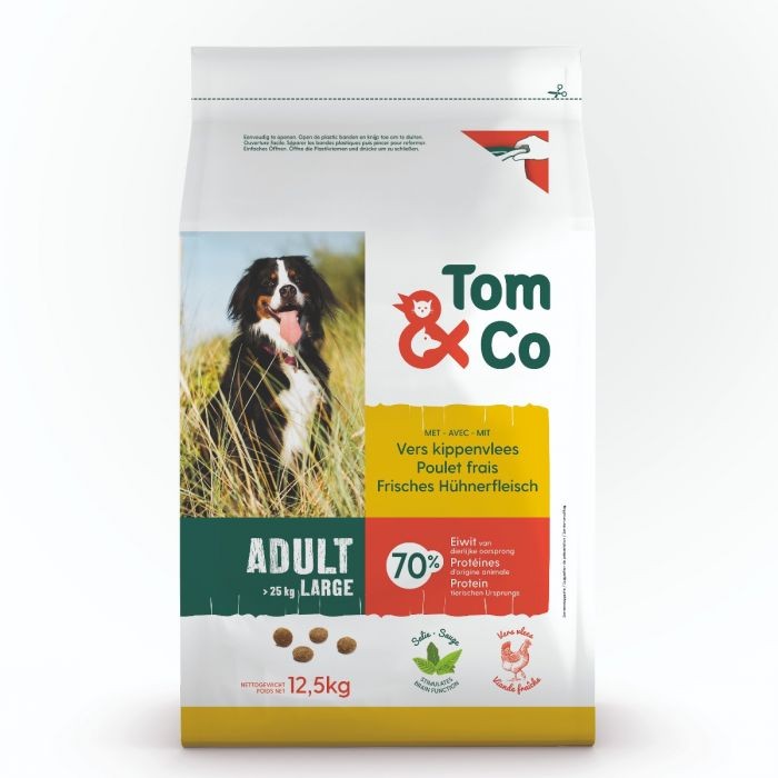 Tom&Co Large Adult Vers Vlees Kip 12,5Kg