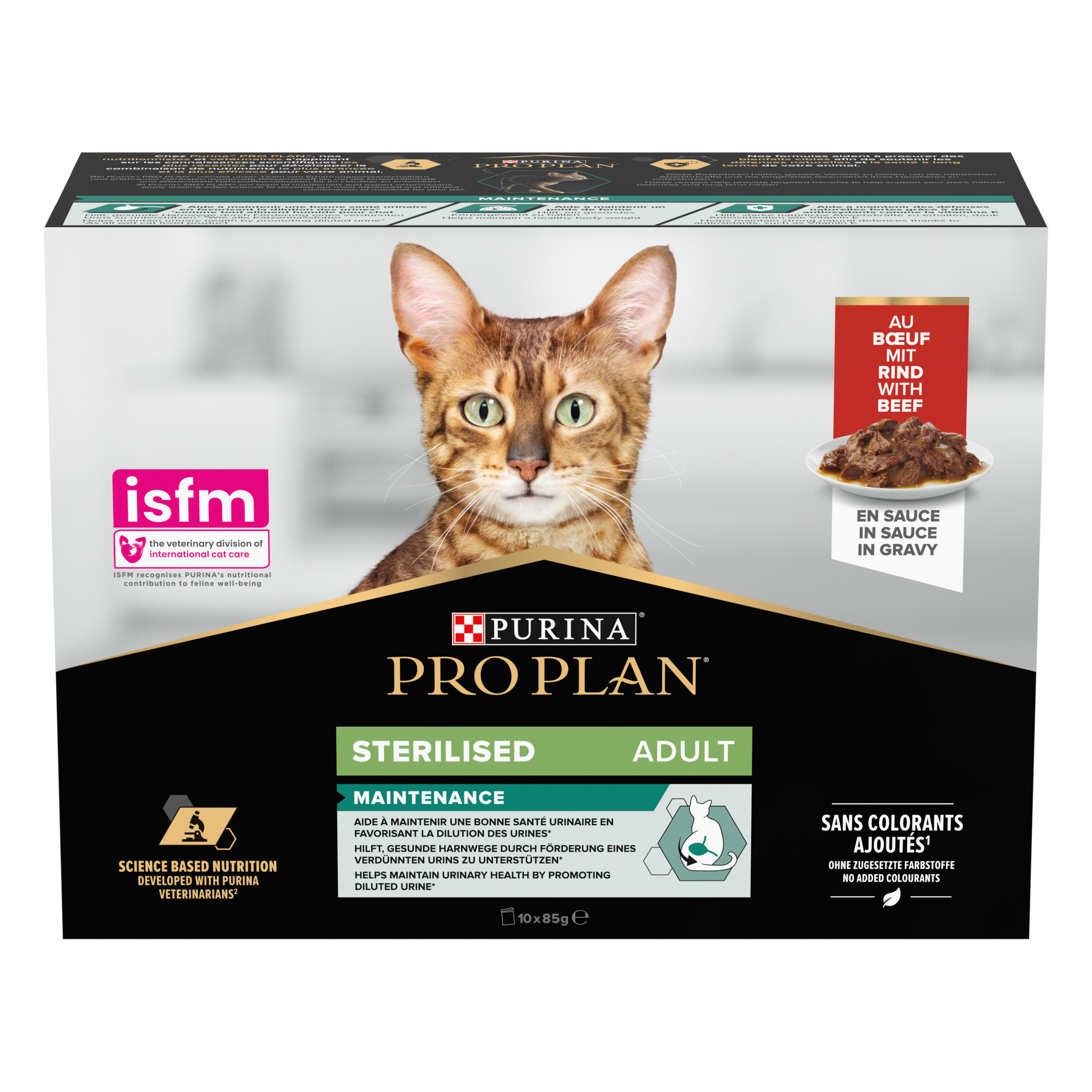 Pro Plan Sachet Fraicheur | Maintenance | Chat (Adulte / Stérilisé) | Bœuf en sauce | 10X85g