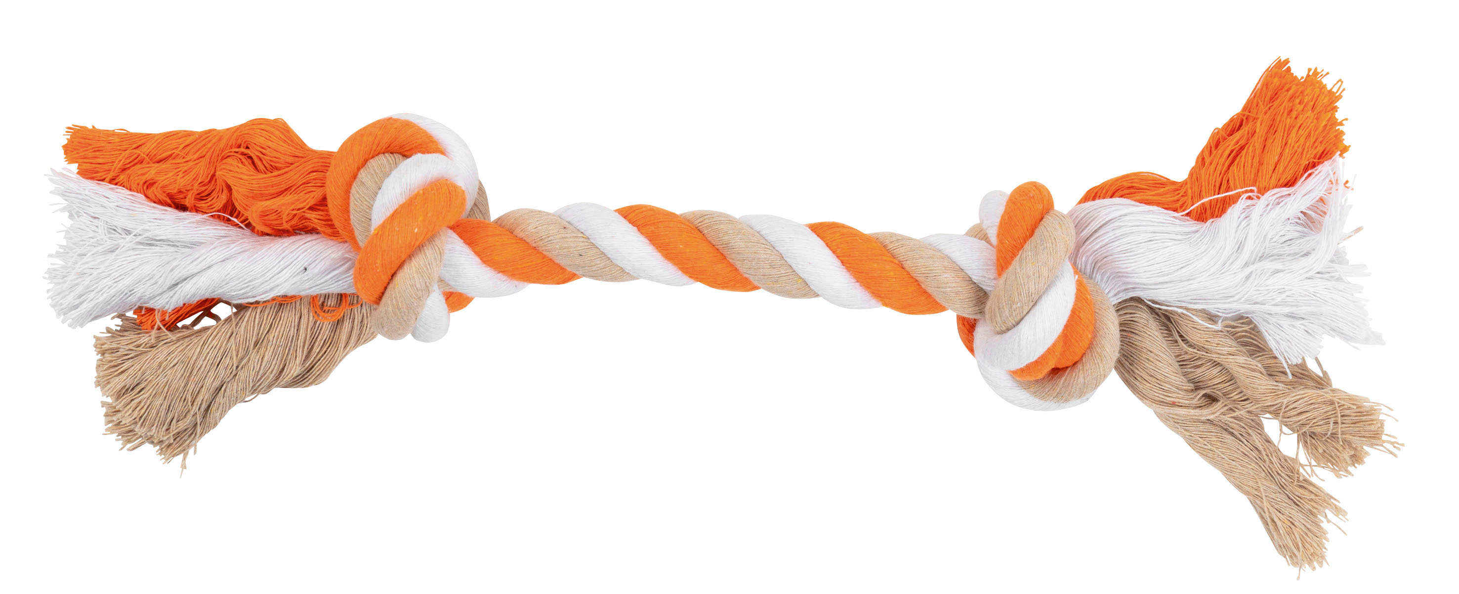 CORDE COTON 2 NOEUDS ORANGE-BLANC 38CM