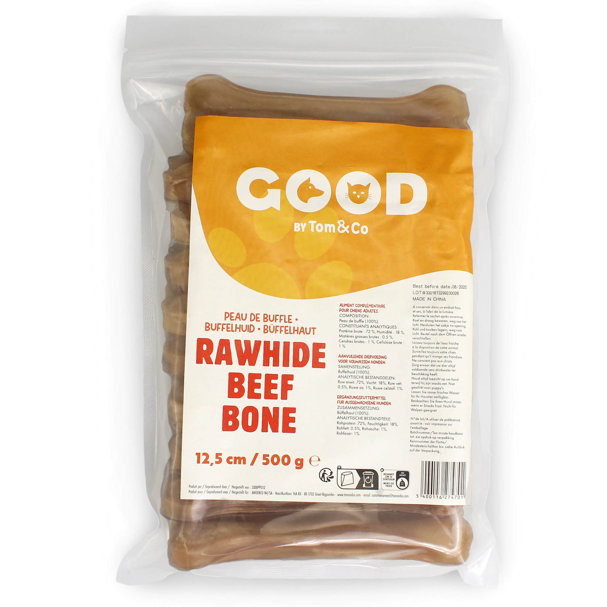 GOOD RAWHIDE BEEF BONE 12.5 CM