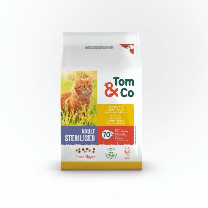 Tom&Co Croquettes Sterilisé Pour Chat Lapin & Poulet Adult 4Kg