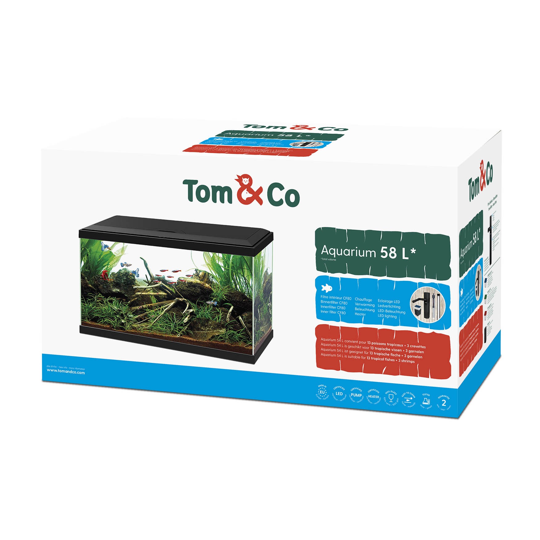 Tom&Co Aquarium 58L Noir