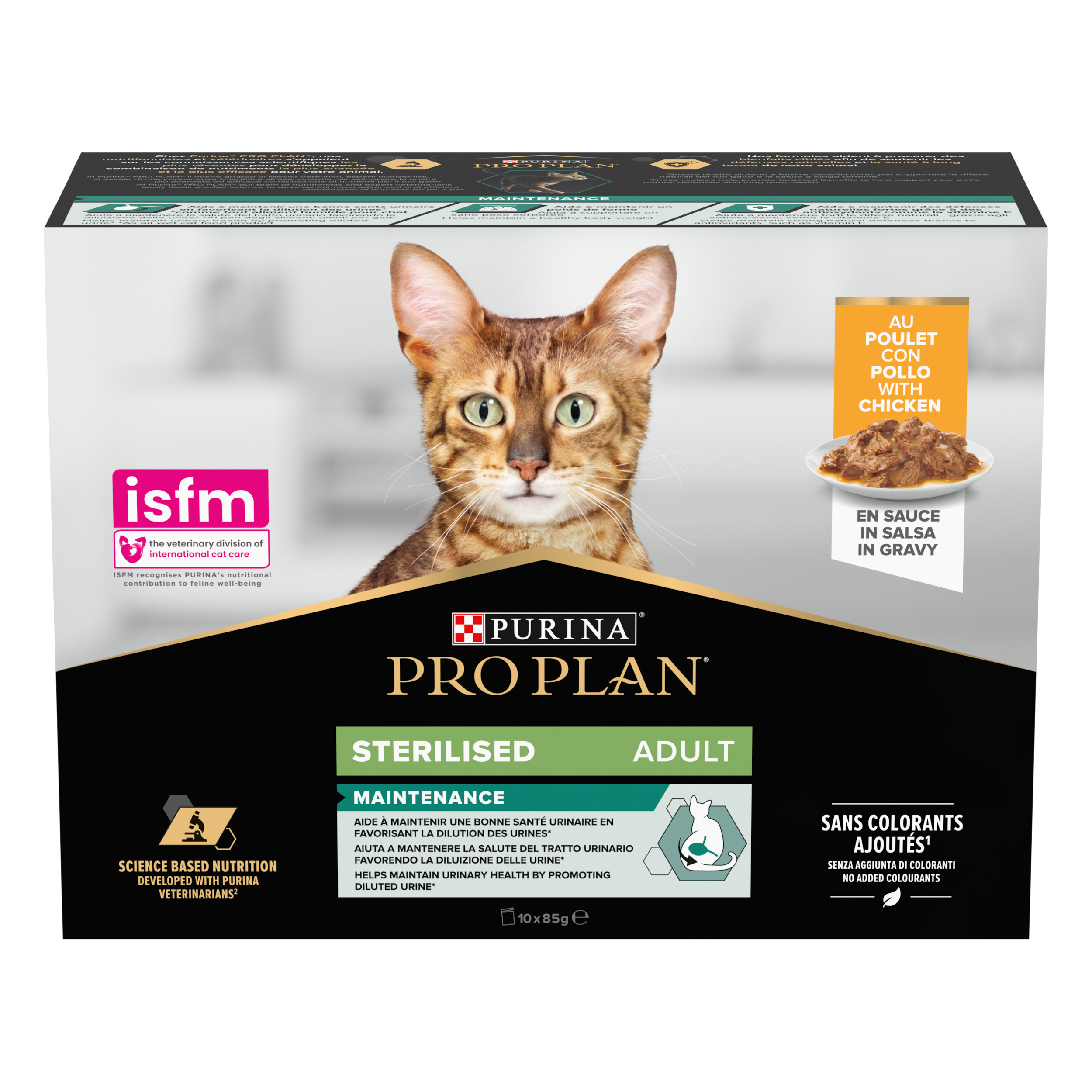 Pro Plan Sachet Fraicheur | Maintenance | Chat (Adulte / Stérilisé) | Poulet en sauce | 10X85g