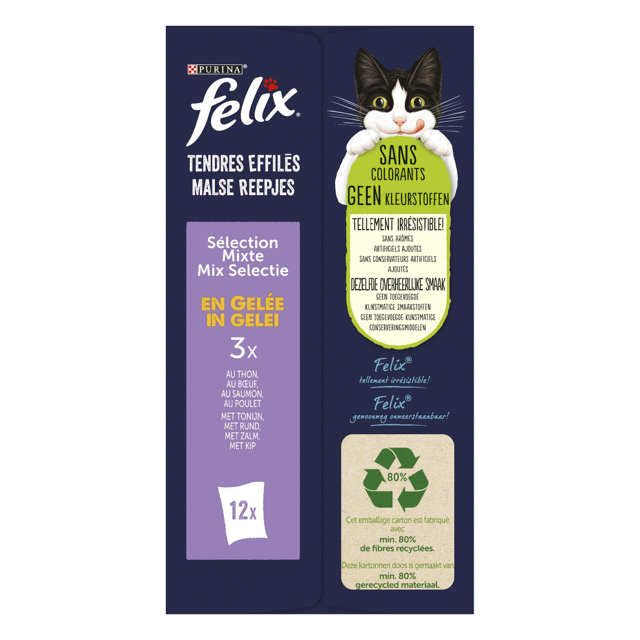 FELIX CHAT Tendres Effilés Senior Sélection Mixte en Gelée 12x85g senior 