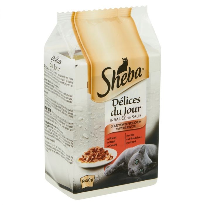 Sheba Chat Délices Du Jour Sachets Fraîcheur Sélection Du Boucher En Sauce 6 X 50 G