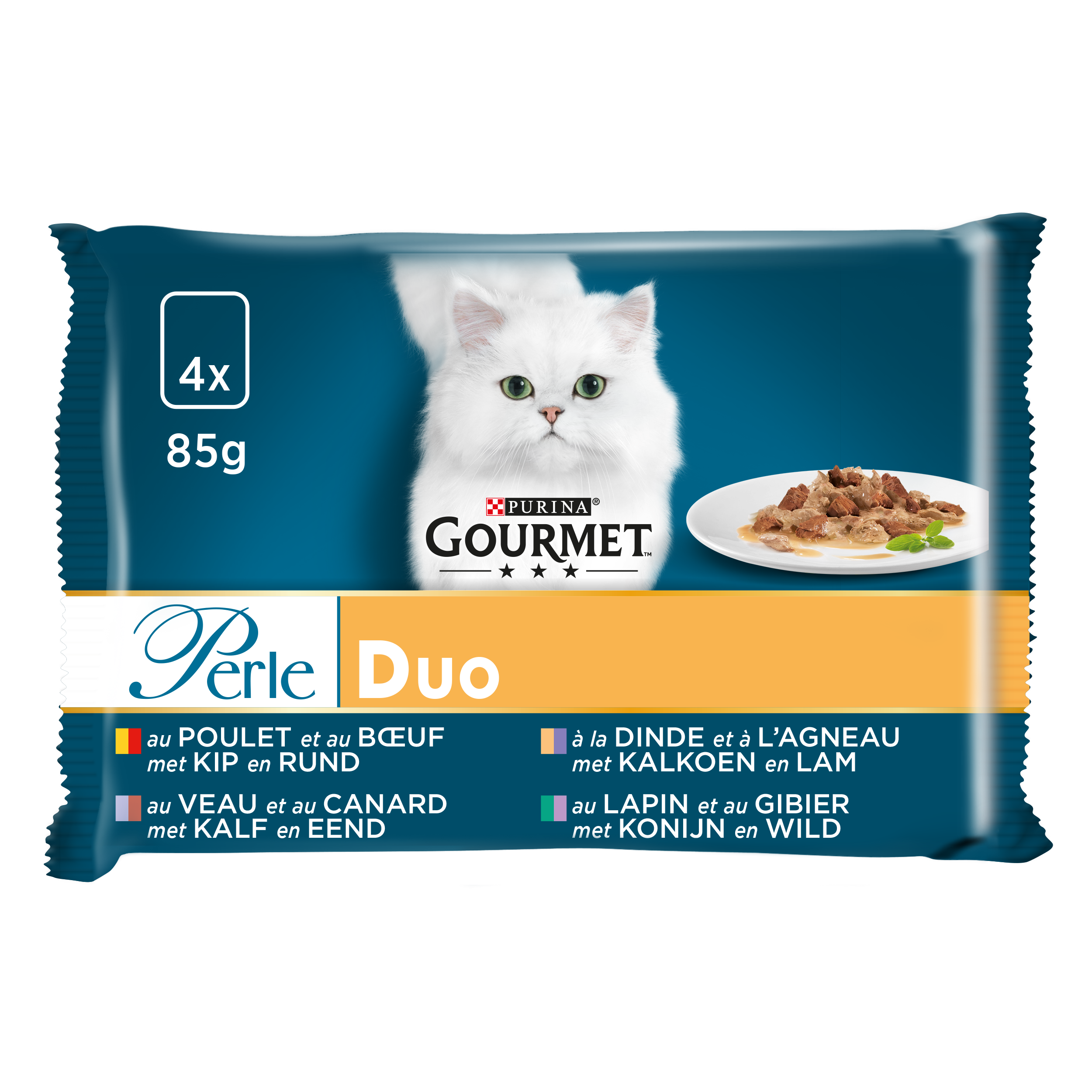 Gourmet Perle Chat Les Duos De Viandes  4X85G