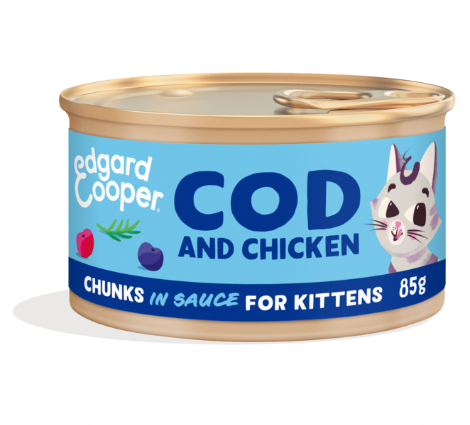 EDGARD&COOPER CHAT E CHATON MORCEAUX CABILLAUD/POULET 85G 