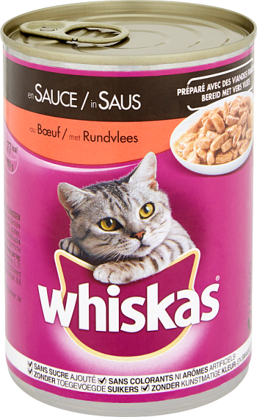 Whiskas Kattenvoeding Blikken In Saus Met Rund 400 G