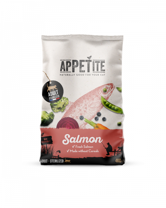 Appetite Croquettes | Sans Céréales | Stérilisé | Au Saumon | Chat (Adulte) | 4kg