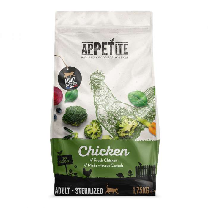 Appetite Croquettes | Sans Céréales | Stérilisé | Au Poulet | Chat (Adulte) | 1,75kg