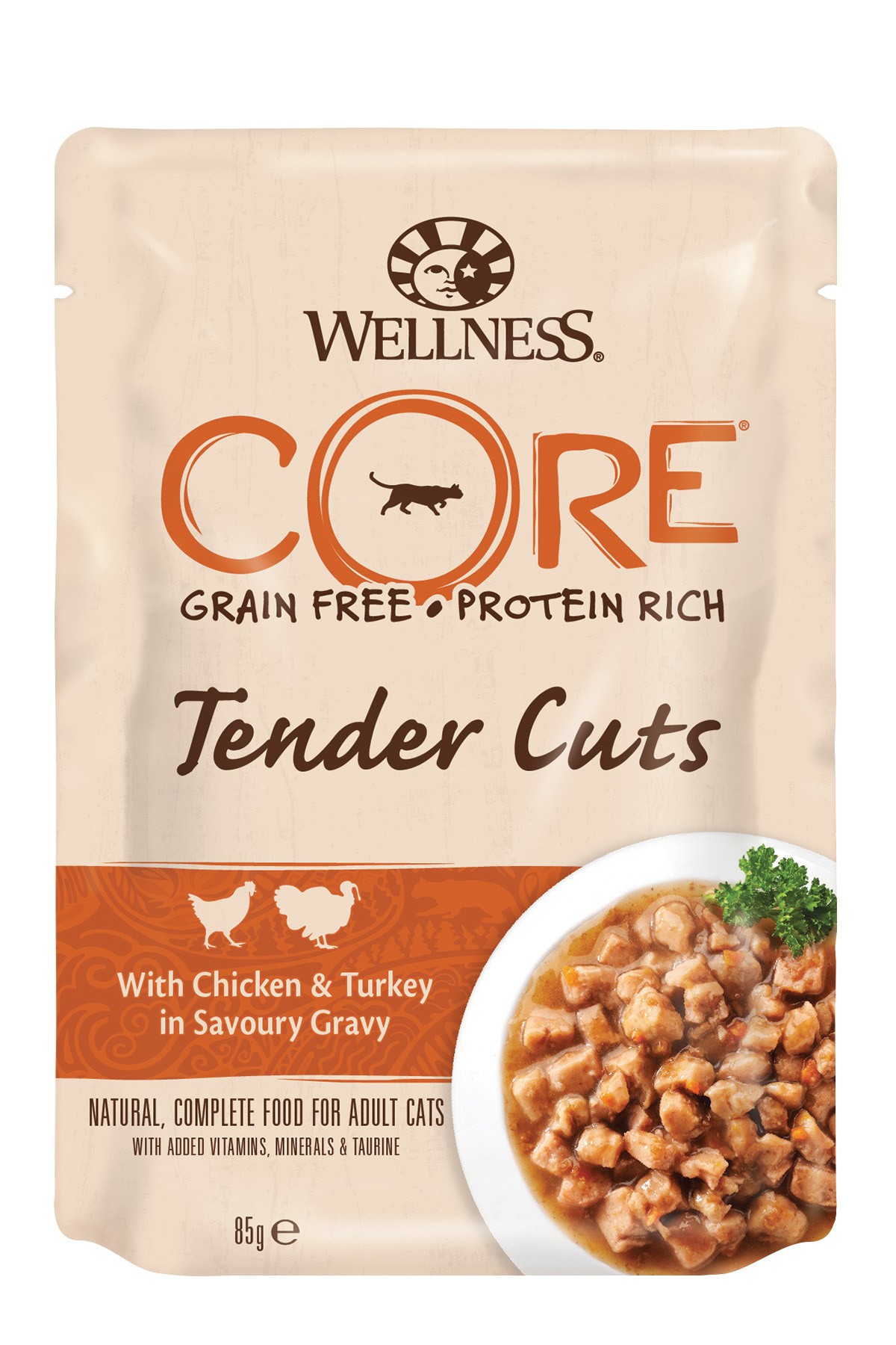 Wellness Core Grain Free Tender Cuts Kip & Kalkoen 85G Voor Kat