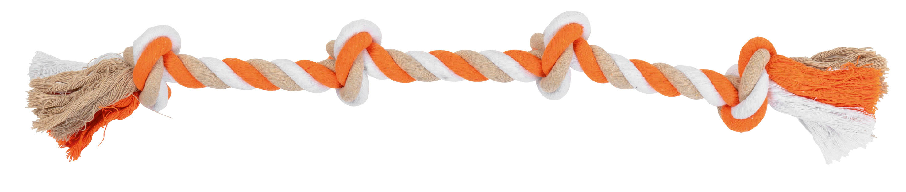 CORDE COTON 4 NOEUDS ORANGE-BLANC 60CM