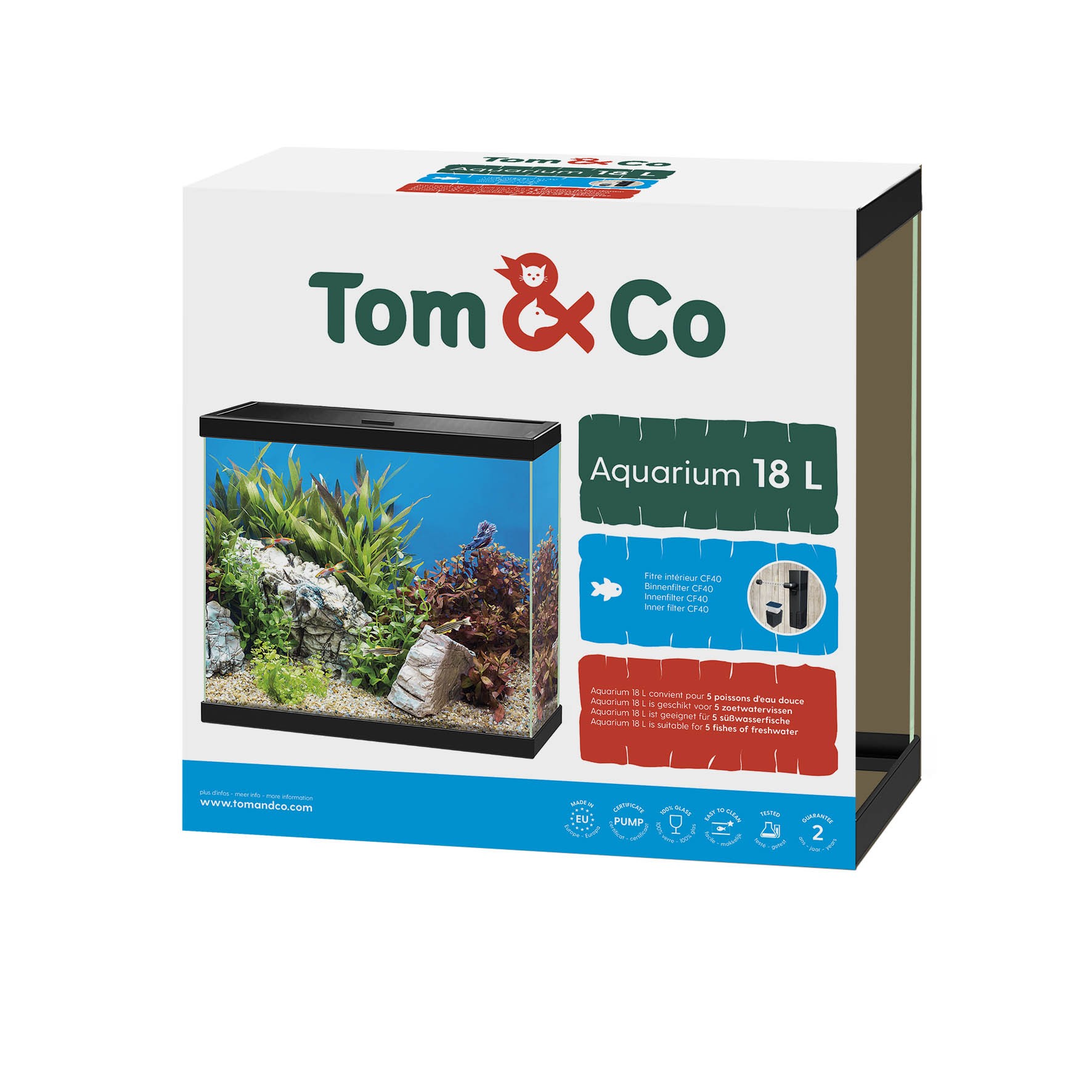 Tom&Co Aquarium 18L Noir