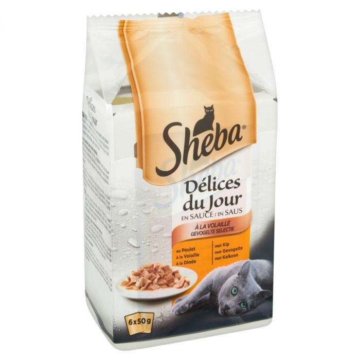 Sheba Chat Délices Du Jour Sachets Fraîcheur À La Volaille En Sauce 6 X 50 G