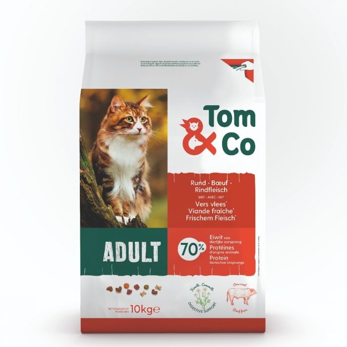 Tom&Co Croquettes Pour Chat Boeuf Adult 10Kg