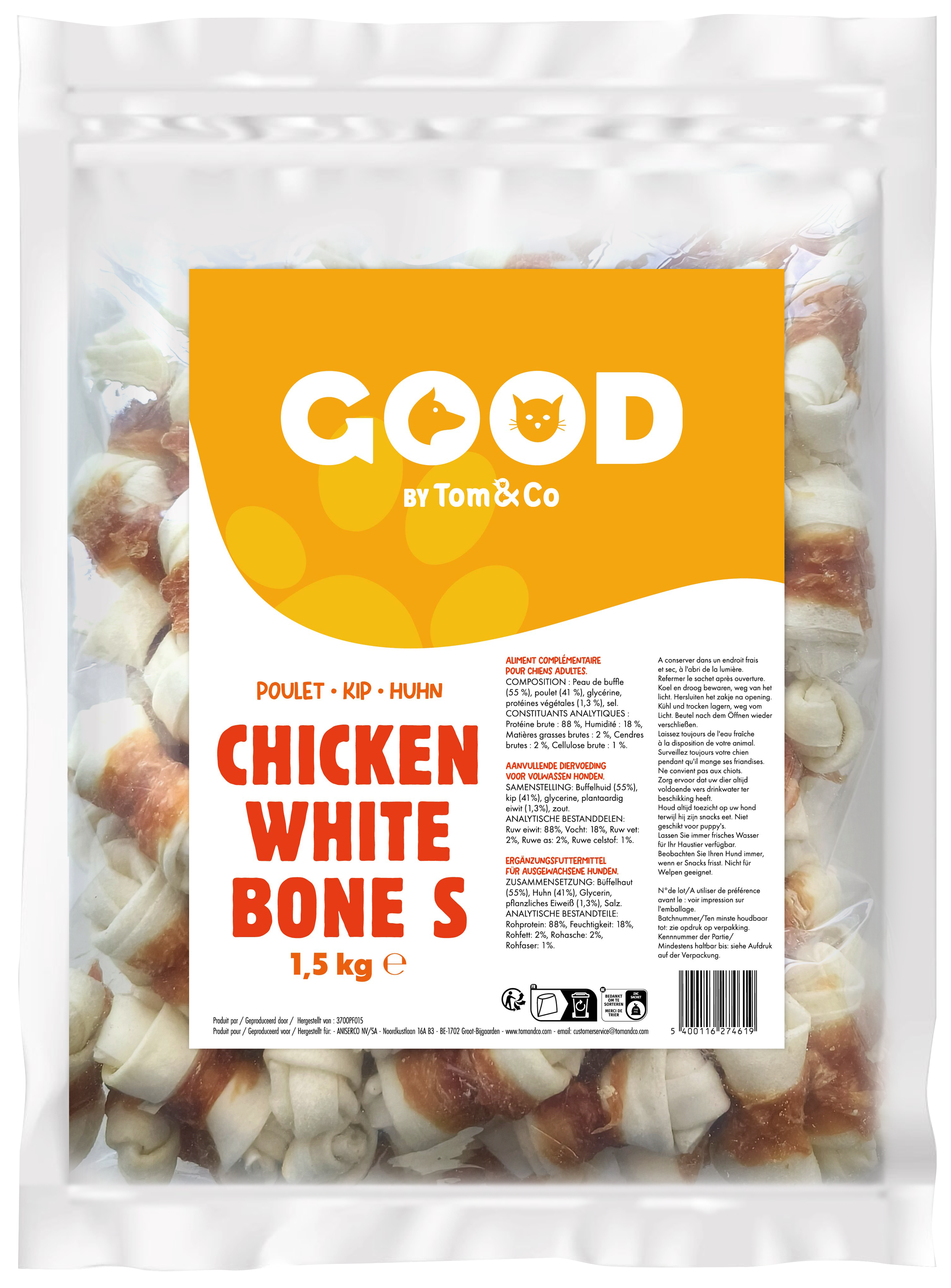 GOOD CHICKEN WHITE BONE 6.4 CM S