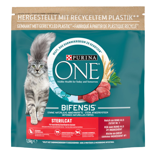 PURINA ONE Sterilcat Kat Rund en Tarwe 1,5kg adult 