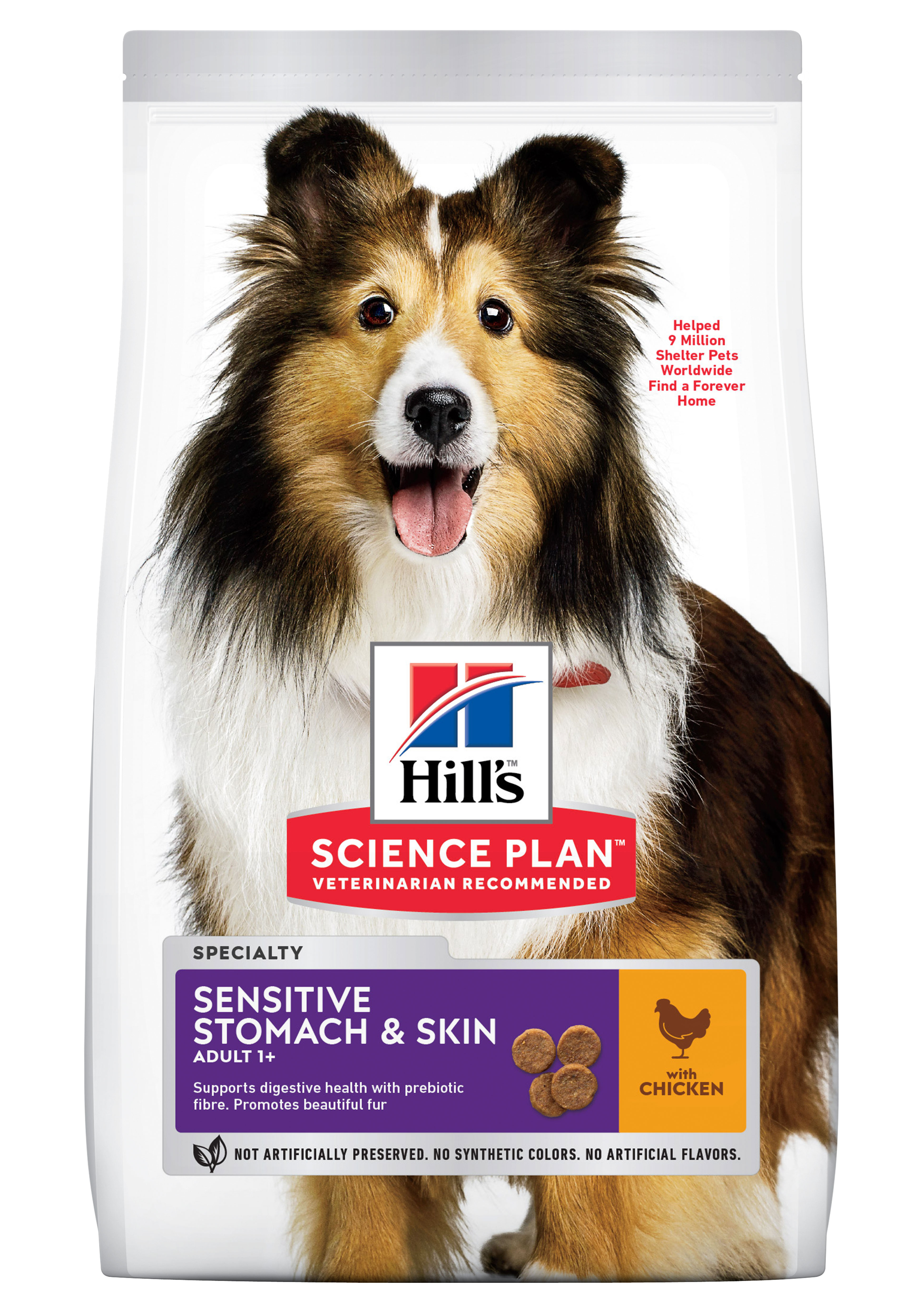 Hill's Science Plan Adult Sensitive Stomach & Skin croquettes pour chien au poulet 12kg