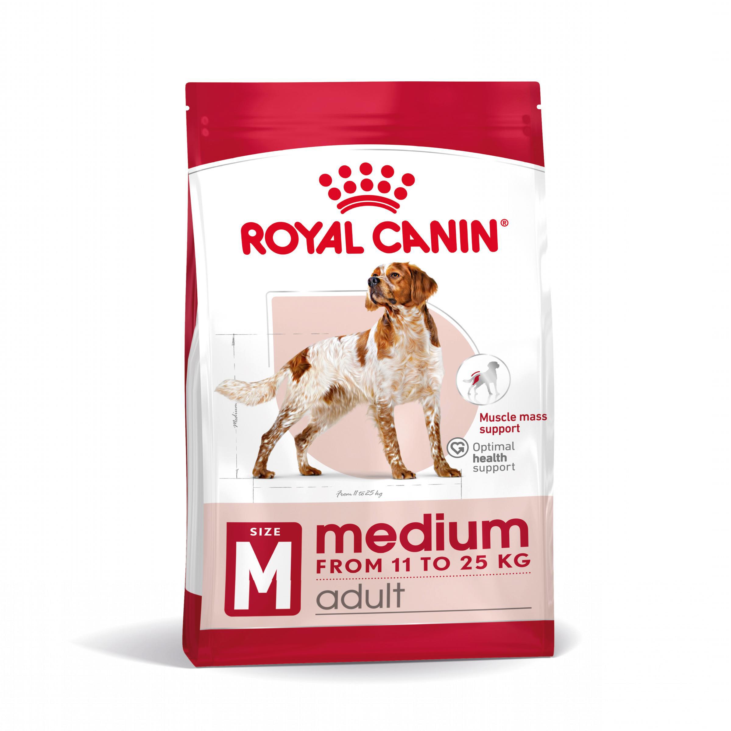 Royal Canin Medium Adult - Aliment pour chiens adultes. de races moyennes (de 11 à 25 kg) -De 12 mois à 7 ans - 15kg