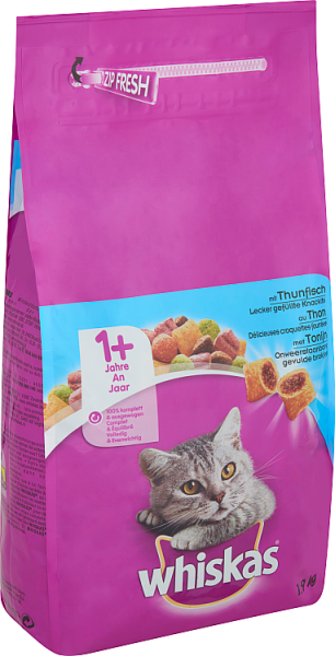 Whiskas Chat Délicieuses 1+ An Croquettes Fourrées Au Thon 1,9 Kg