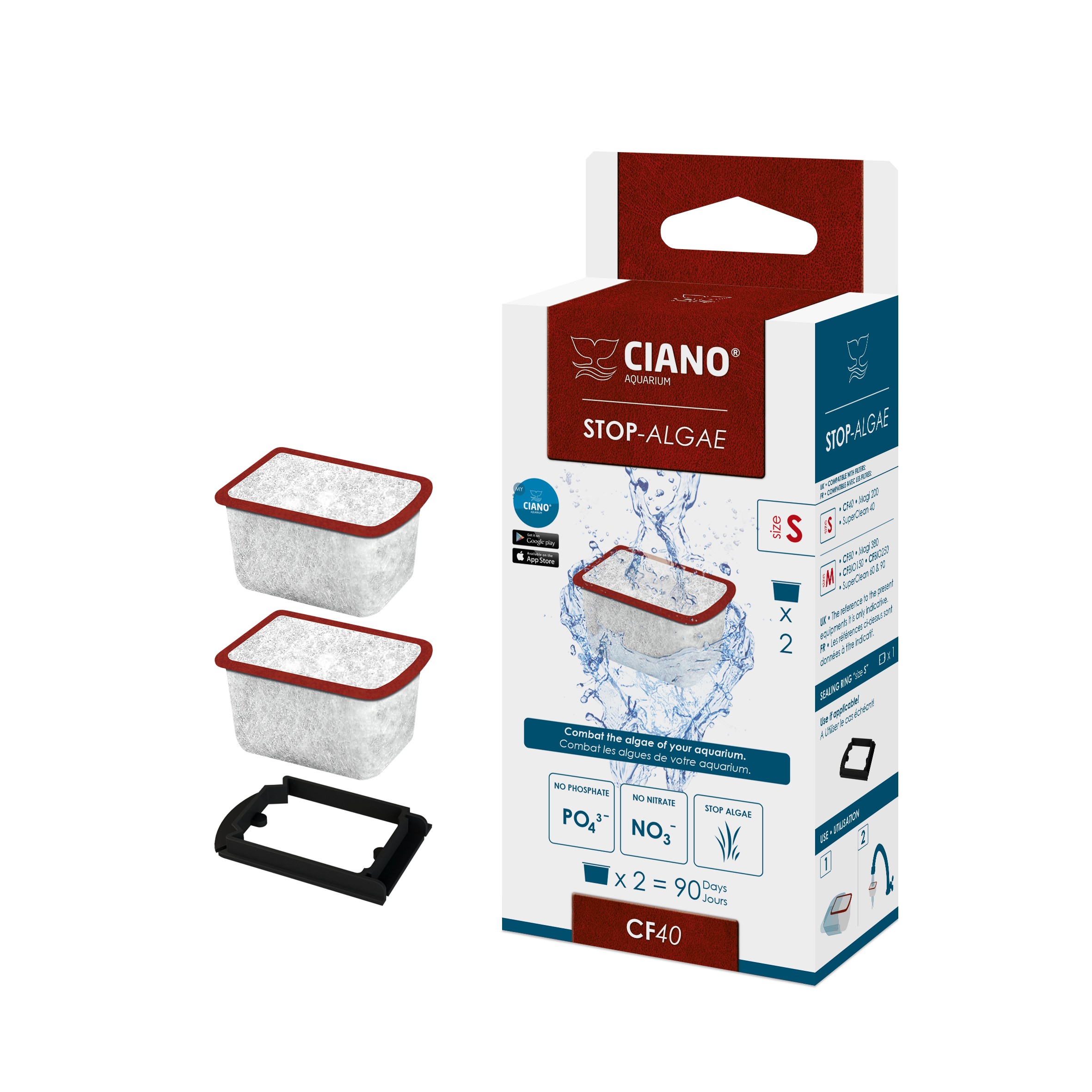 Ciano Stop-Algae Small 2St 3,8X3X2,3Cm Rood