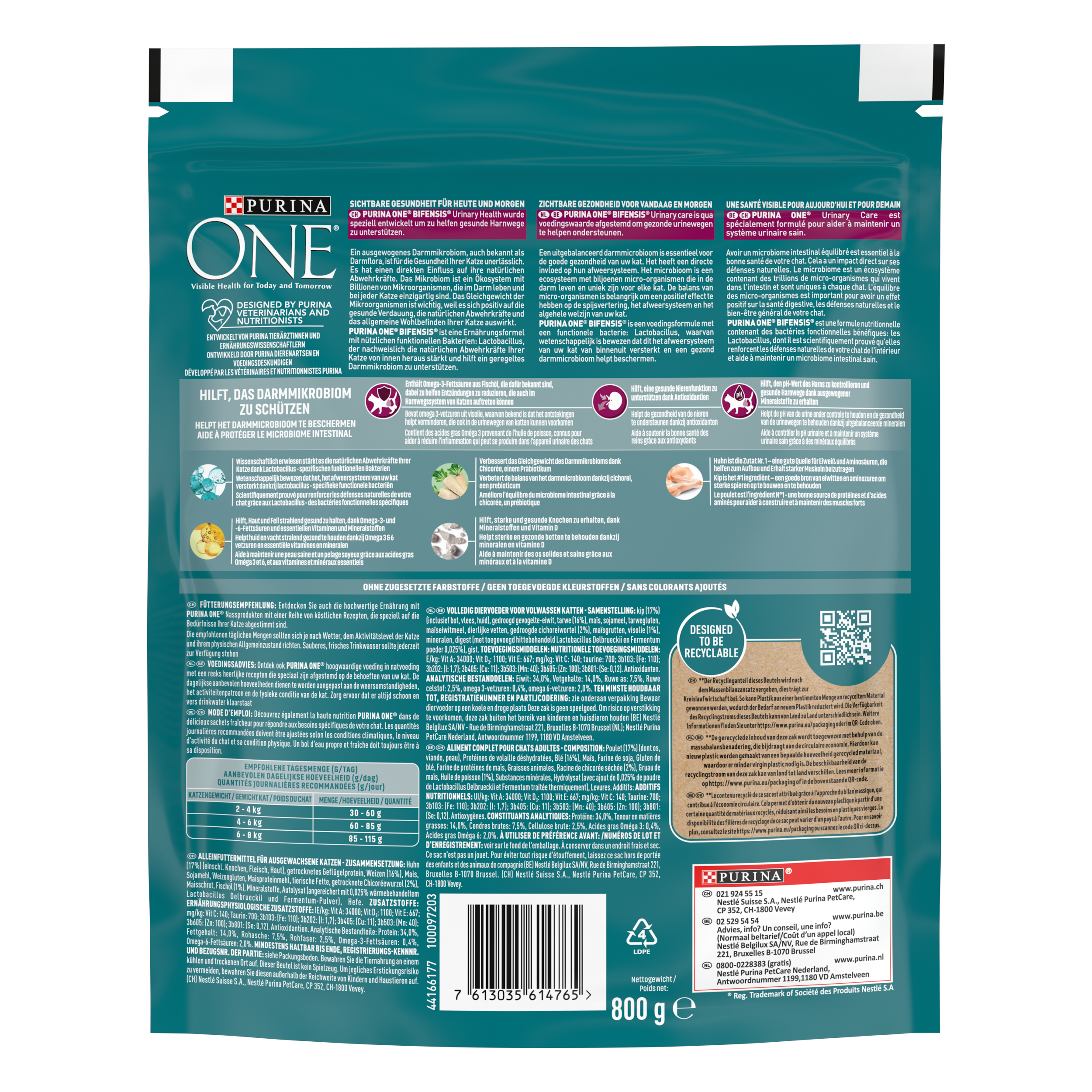 Purina ONE Bifensis Nourriture pour chats Adulte Urinary Care Croquettes au poulet 800g