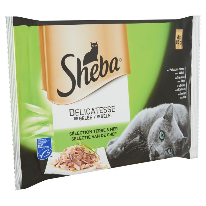 Sheba Chat Sélection Sachets Fraîcheur Terre & Mer Delicatesse En Gelée 4 X 85 G