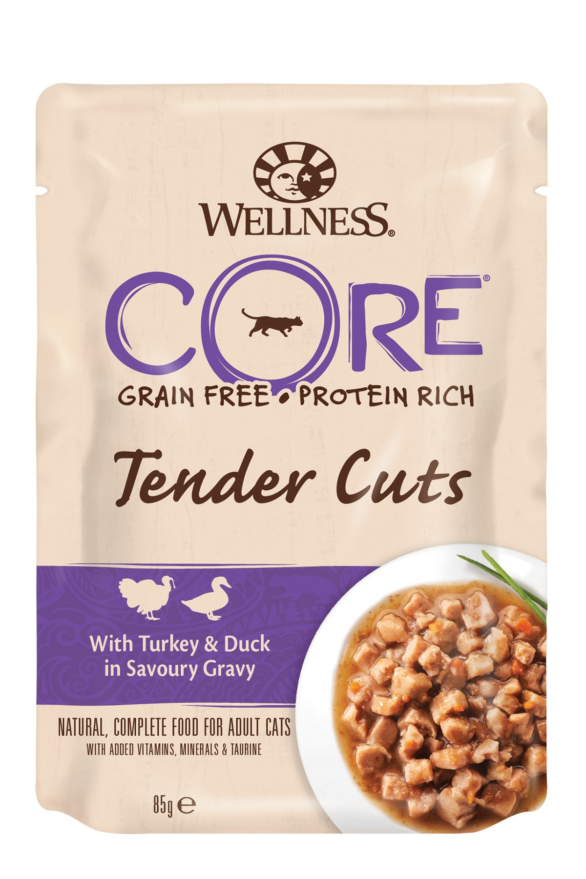 Wellness Core Grain Free Tender Cuts Kalkoen & Eend 85G Voor Kat