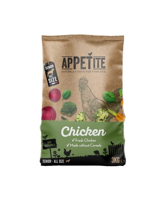 Appetite Croquettes sans céréales au poulet Pour Chien Sénior 3Kg