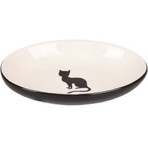 ASSIETTE CHAT NALA CERAM OVALE NOIR-BLANC 90/13