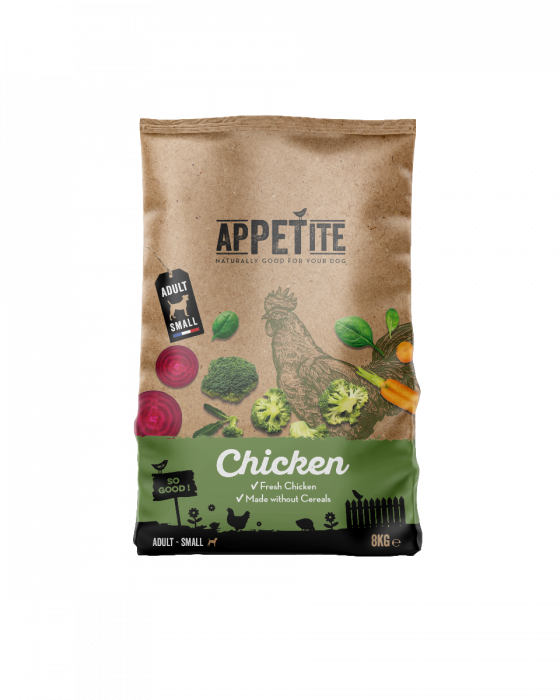 Appetite Croquettes sans céréales au poulet Pour Petite race de Chien Adulte 8kg