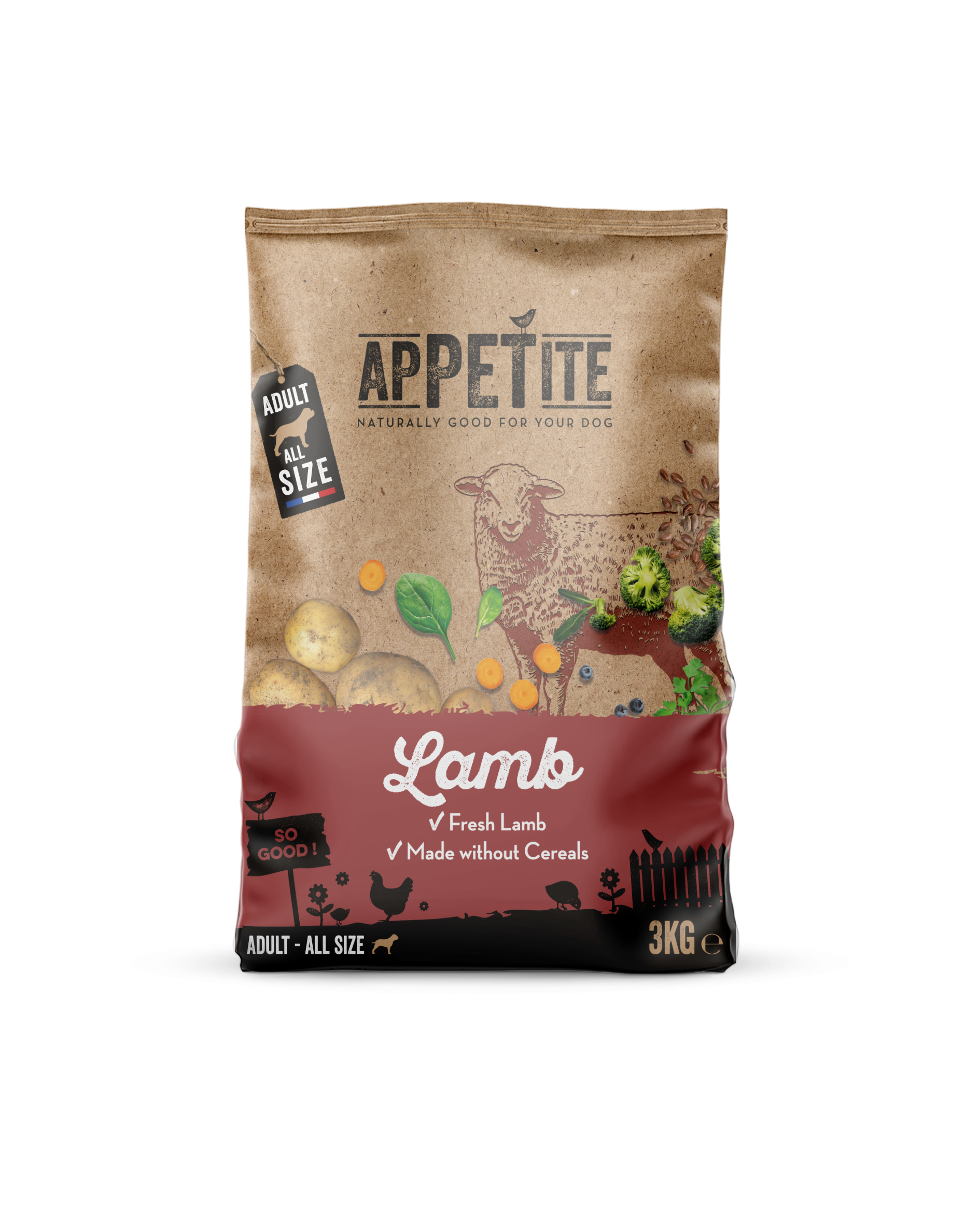 Appetite Croquettes | Sans Céréales | à L'Agneau Et Au Poulet | Chien (Adulte/ Tous) | 3kg