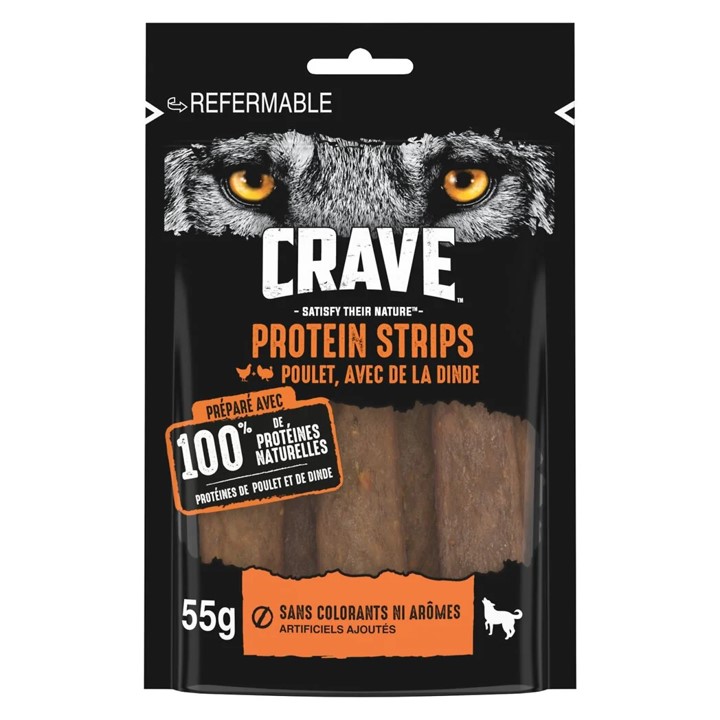 CRAVE PROTEIN STRIP CHICKEN&TURKEY 55G