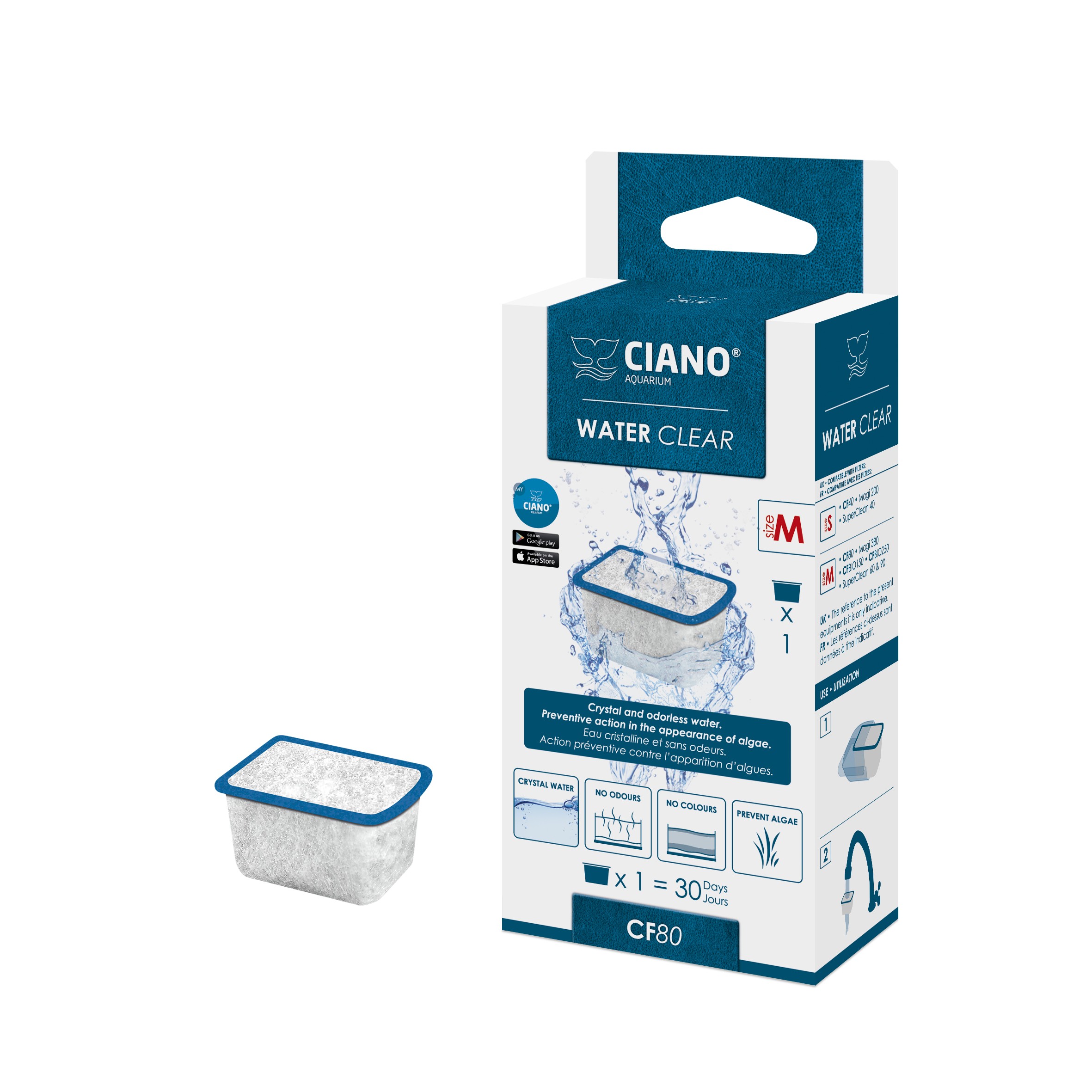 Ciano Water Clear Medium 1St 4,6X3,6X3,1Cm Blauw