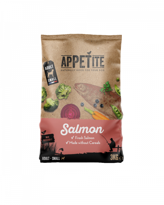 Appetite Croquettes sans céréales au saumon Pour Petit race de Chien Adulte 3kg